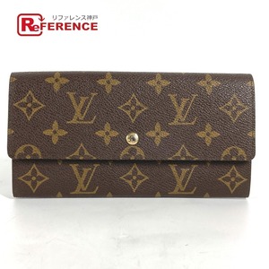 LOUIS VUITTON ルイヴィトン M61723 ポシェット ポルトモネ クレディ フラップ モノグラム 長財布 ブラウン レディース【中古】