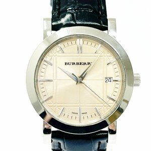 【1円スタート】【箱付き】BURBERRY バーバリー BU1356 ヘリテージ SS ベージュ系文字盤 クオーツ メンズ腕時計 266207