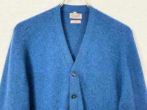 希少《 Mint Condition / Alan Paine / Cashmere100% 》60s70s 極上品【 カシミア 青 ブルーメランジ カーディガン 42 英国製 ビンテージ】