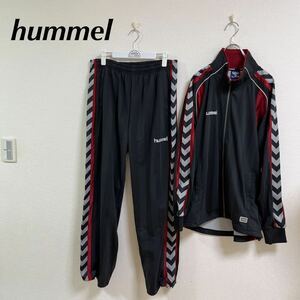 hummel ヒュンメル　ジャージ　上下 メンズ　Lくらい　上下セット トレーニングウェア スポーツウェア　ブラック/ボルドー　ジップアップ