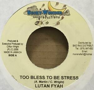 [ 7 / レコード ] Lutan Fyah / Too Bless To Be Stress ( Reggae ) レゲエ 