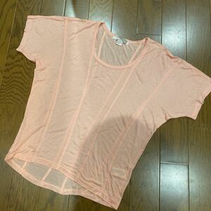 Forever21 半袖　シースルーカットソー サーモンピンク　XS 