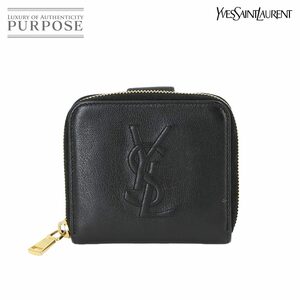 イヴサンローラン Yves Saint Laurent 二つ折り 財布 レザー ブラック 568985 ゴールド 金具 Monogram Compact Wallet 90231870