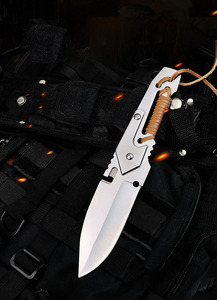 【縄付きハンドル】 シースナイフ フルタング 一体型デザイン 5Cr13MoVステンレス 防錆 アウトドア キャンプ サバイバル 狩猟刀