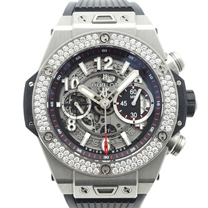【栄】ウブロ　ビッグバン ウニコ チタニウム ダイヤベゼル 411.NX.1170.RX.1104　45mm　チタン メンズ 腕時計