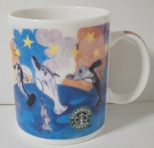 2003年 日本製 スターバックスコーヒー マグカップ イルカ 「Make a Wish」 絵柄 スタバ マグ STARBUCKS COFFEE dolphin Made in Japan