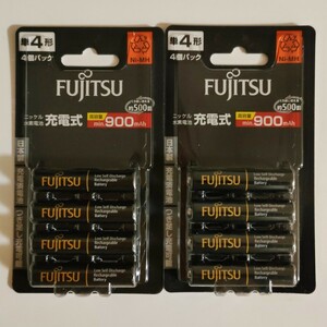 送料無料　FUJITSU 日本製　充電池　単４形　高容量　900mAh　500回　４本入×３（計１２本）