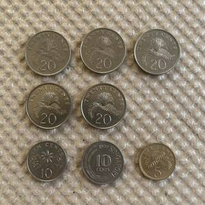 シンガポール・セント・硬貨8枚・1980〜1990年 発行・SINGAPORA・コイン