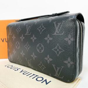 1円 美品 LOUIS VUITTON ルイヴィトン ジッピーXL モノグラム エクリプス ブラック 黒 長財布 トラベルケース ラウンドファスナー メンズ