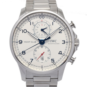 銀蔵 中古 IWC アイダブリューシー シャフハウゼン ポルトギーゼ ヨットクラブ IW390702 シルバー文字盤 SS 自動巻き 腕時計 ランクA