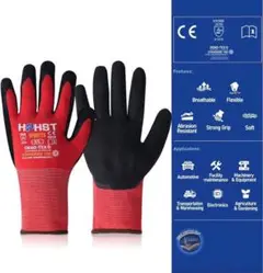 HPHST 通気性 精密 作業手袋 手袋 Sサイズ 黒赤 1ペア