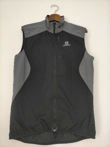 状態良好 SALOMON Fasting Vest サロモン ナイロン ベスト S ブラック×グレー ★アウトドア登山キャンプトレッキング