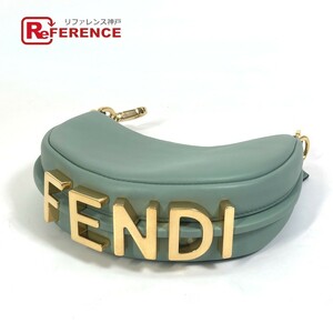 FENDI フェンディ 7AS089 ロゴ パーティバッグ ナノ フェンディグラフィ ポーチ バッグ ミニバッグ ハンドバッグ ミント【中古】新品同様