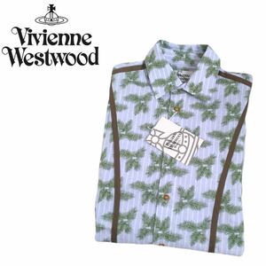 新品 最高級 リネン混 Vivienne Westwood MAN オーブ刺繍 総柄 長袖シャツ ドレスシャツ メンズ44 ヴィヴィアンウエストウッド 2404213