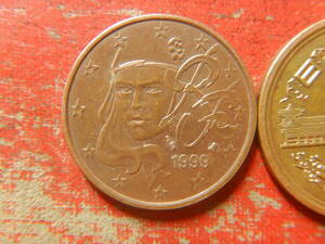 外国・フランス／５ユーロセント銅張りスチール貨（1999年）　240509
