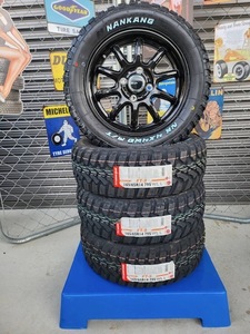 ワイルドに! 軽自動車用 14インチホイール 　黒色　＋ボコボコタイヤ　ナンカンFT-9　165/65R14　ホワイトレター!!カッコイイ　カスタムに