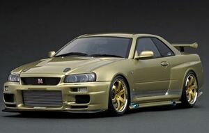 即決！値下げ！イグニッションモデル1/18！日産スカイラインGT-R! R34 GTR！トップシークレット34GT-R！ゴールド！ミレニアムジェイド！