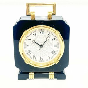 【1円スタート】【箱付き】Cartier カルティエ トラベル アラームクロック SS クオーツ 置き時計 260440