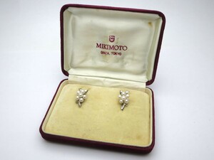 1000円スタート イヤリング MIKIMOTO ミキモト パール 真珠 約4mm S刻印 総重量約4.2g シルバー レディース アクセサリー 箱付 3 B60015