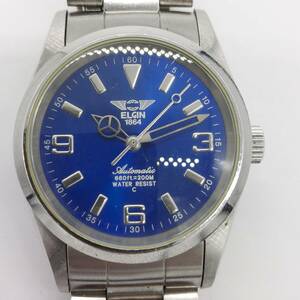 【稼働品】1000円～ELGIN 1864 Automatic FK-979-C エルジン 稼働品 青色文字盤 自動巻き メンズ 腕時計 (6412)