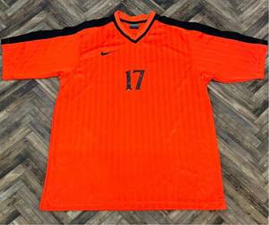 良品　NIKE　ナイキ　ヴィンテージ　サッカーオランダ代表カラー　縦縞　ユニフォーム　ゲームシャツ　メンズ　Mサイズ