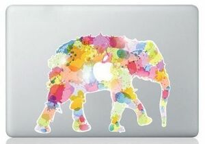 MacBook ステッカー シール Colorful elephant (13インチ)