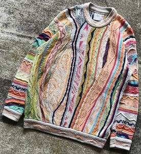 爽やかなカラー配色 芸術 ★ COOGI AUSTRALIA ★ クージー オーストラリア 3D 立体 個性派 派手 コットン ニット セーター XS