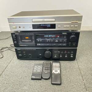 U428-K46-1187 DENON オーディオ 3点セット DCD-735 DR-M25HX PMA-390Ⅱ CDプレーヤー カセットデッキ プリメインアンプ リモコン付 通電OK