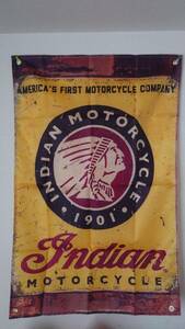 INDIAN MOTORCYCLE インディアンモーターサイクル 　ロゴフラッグ 縦ブラウン、タペストリー