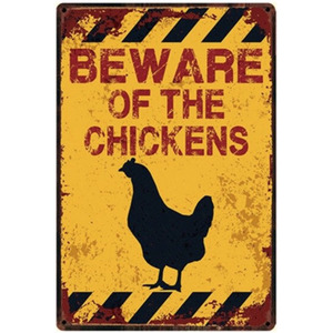A350　メタル　サイン　金属 製　ブリキ　看板　プレート　店　警告　注意　危険　家畜　動物　ペット　鳥　鶏　にわとり　チキン　農場【G