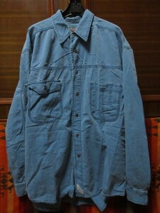 USA 古着 希少 Levis 80s 90s ビンテージ リーバイス ちょい変形 シャンブレー ? デニム ? ワーク シャツ ■総柄 アメカジ ユーロ 好きにも