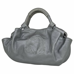 ロエベ LOEWE ナッパアイレ アナグラム ハンドバッグ レザー シルバー レディース 【中古】