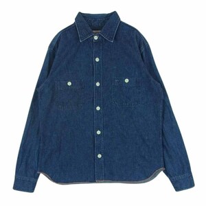 TENDERLOIN テンダーロイン T-DENIM WORK SHT デニム ワーク 長袖 シャツ オレンジ ステッチ インディゴブルー系 S【中古】