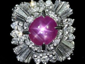 ML11406D【1円～】新品【RK宝石】≪Star Ruby≫ 極上非加熱スタールビー 大粒1.5ct 極上ダイヤモンド 総計0.75ct Pt900 高級リング ダイヤ