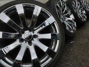 ヴェネルディヴァリアントクロームフィニッシュ19x8.5J+35 & 19x9.5J+38 5穴PCD114.3 、225/35 & 225/40サマータイヤ付4本セット【中古】