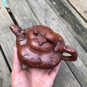 極細工 旧蔵 宜興紫砂壺 名家手作壺 茶壺 煎茶道具 茶具 茶道品 置物 擺件 中国美術 装飾 収蔵 コレクションsux163