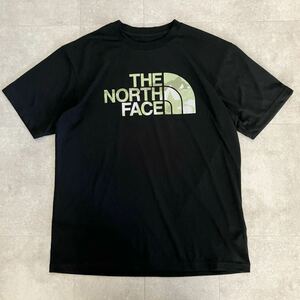 ●美品【XLサイズ】THE NORTH FACE ザ ノースフェイス ロゴプリント Tシャツ/半袖/ブラック/メンズ/アウトドア 