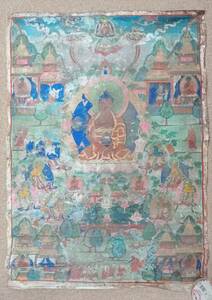 曼荼羅 西方佛国 釈迦如来諸尊像 チベット仏画 タンカ 仏画 仏教美術 西蔵 チベット 肉筆画