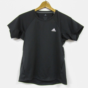 アディダス 半袖Tシャツ 胸ロゴ ラウンドネック トップス スポーツウェア レディース Mサイズ ブラック adidas