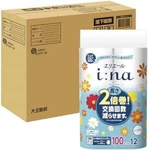 【Amazon.co.jp限定】 エリエール トイレットペーパー i:na(イーナ) 2倍巻き 100m×36ロール(12ロール×