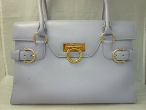 SalvatoreFerragamo サルバトーレフェラガモ ガンチーニ レザー ハンド/ショルダーバッグ 藤色 AQ-21 4402 ブランド 鞄 USED