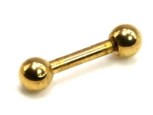 ボディピアス ストレートバーベル バーベル(ゴールド)(14G)(内径6mm・ボール3mm)