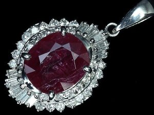 OL10984S【1円～】新品【RK宝石】≪RUBY≫ 天然ルビー 大粒2.42ct!! 極上ダイヤモンド Pt900 高級ペンダントヘッド ネックレス ダイヤ