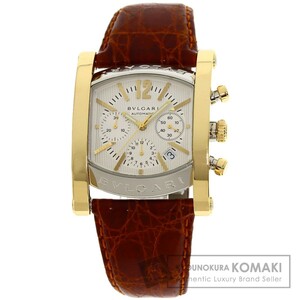 BVLGARI ブルガリ AA48C6SGLDCH アショーマ クロノグラフ 腕時計 K18イエローゴールド 革 メンズ 中古