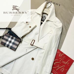 L15【清涼感ある爽やか雰囲気】参考価格14万●超美品BURBERRY LONDON●百貨店購入●コットントレンチコート バーバリーコート レディース