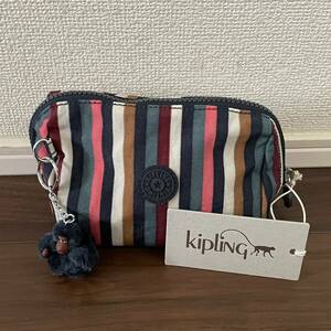 ☆未使用品☆Kipling キプリング☆ポーチ☆小物入れ☆メイクポーチ☆マルチストライプ