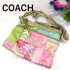 【希少】COACH ショルダーバック パッチワーク キャンバス シグネチャー