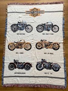 70s ハーレーダビッドソン ラグ マット ブランケット ビンテージ HARLEY-DAVIDSON 膝掛け 当時物 