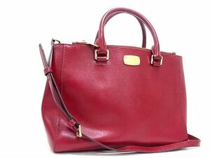 1円 ■美品■ MICHAEL KORS マイケルコース レザー 2WAY クロスボディ ショルダー ハンドバッグ トート レディース レッド系 AY3339