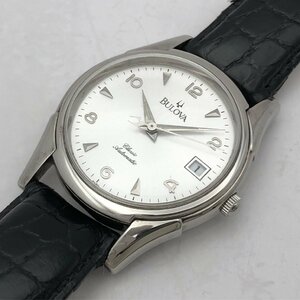 1円～/BULOVA/ブローバ/Classic/クラシック/BVC304/21石/3針/デイト/シルバーカラー/裏スケ/自動巻/メンズ腕時計/稼動品/ジャンク/T098